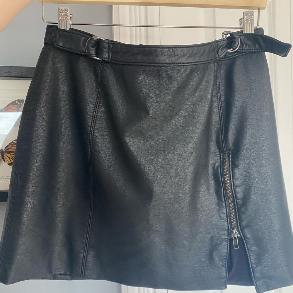 Free People - Faux Leather Mini-Skirt